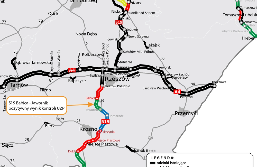 Przetarg na realizację S19 Babica - Jawornik z pozytywnym wynikiem kontroli Prezesa UZP