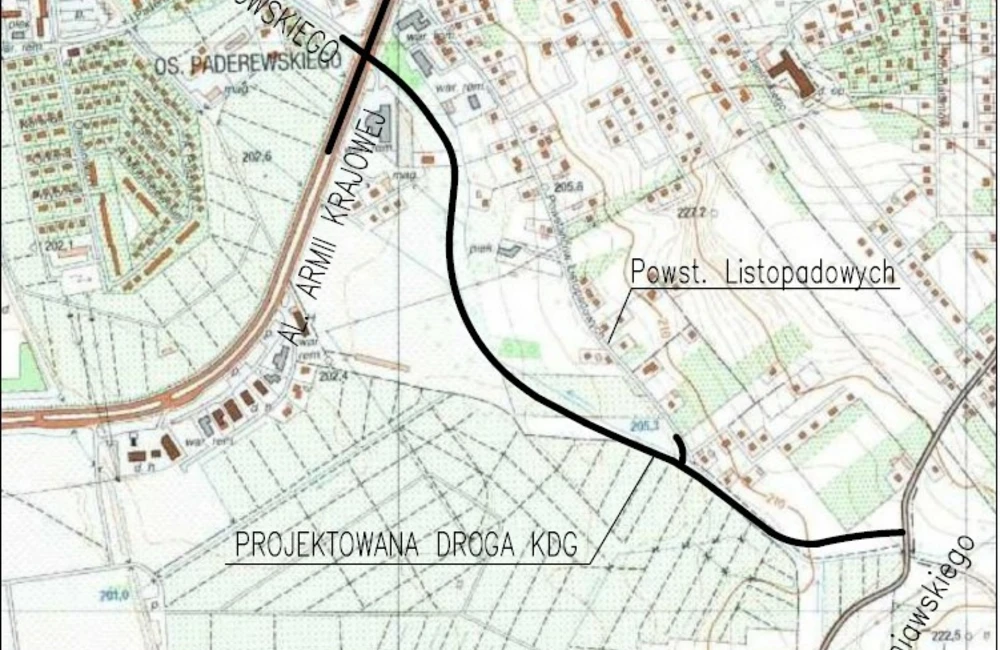 Mapka z przebiegiem drogi łączącej al. Krzyżanowskiego z ul. Wieniawskiego / źródło: MZD w Rzeszowie