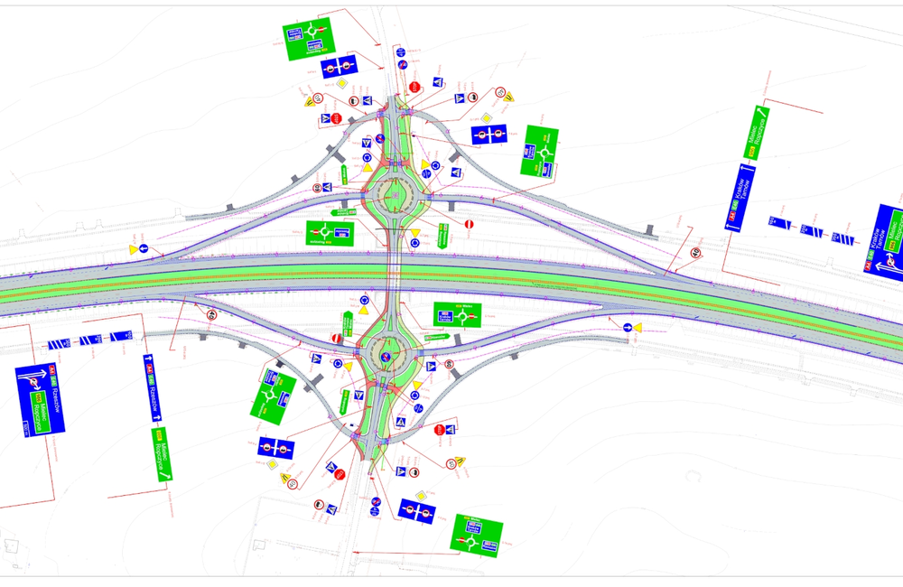 Projekt węzła w Ostrowie k. Ropczyc. Mapa: PZDW