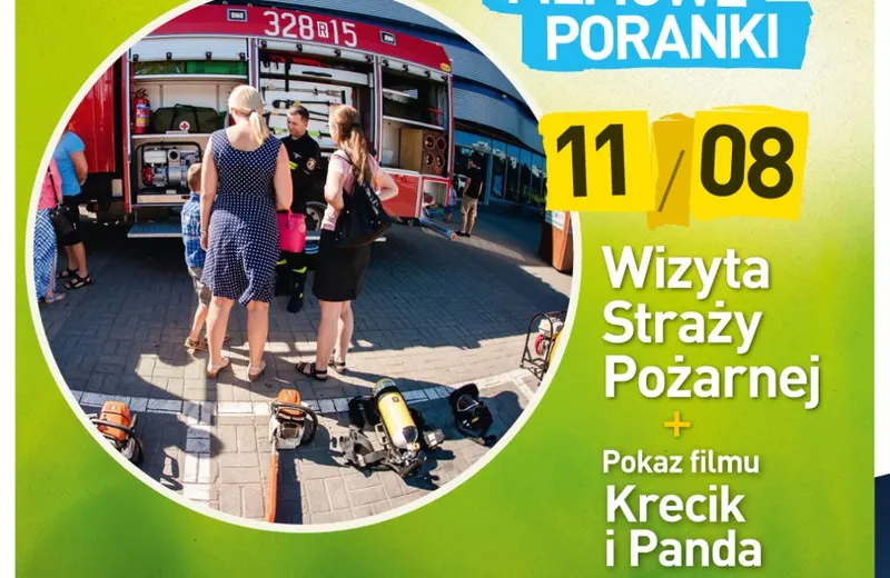 Poranek dla dzieci z wizytą strażaków oraz Krecikiem i Pandą