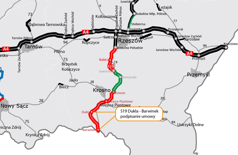 Jest umowa na realizację odcinka S19 Dukla - Barwinek