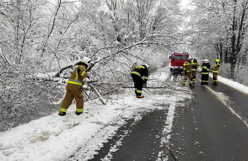 Ponad 7,4 tys. strażaków usuwało skutki intensywnych opadów śniegu na Podkarpaciu 