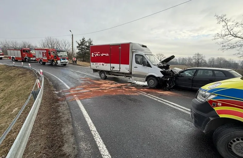 Wypadek na DK77 w Tryńczy. Utrudnienia w ruchu