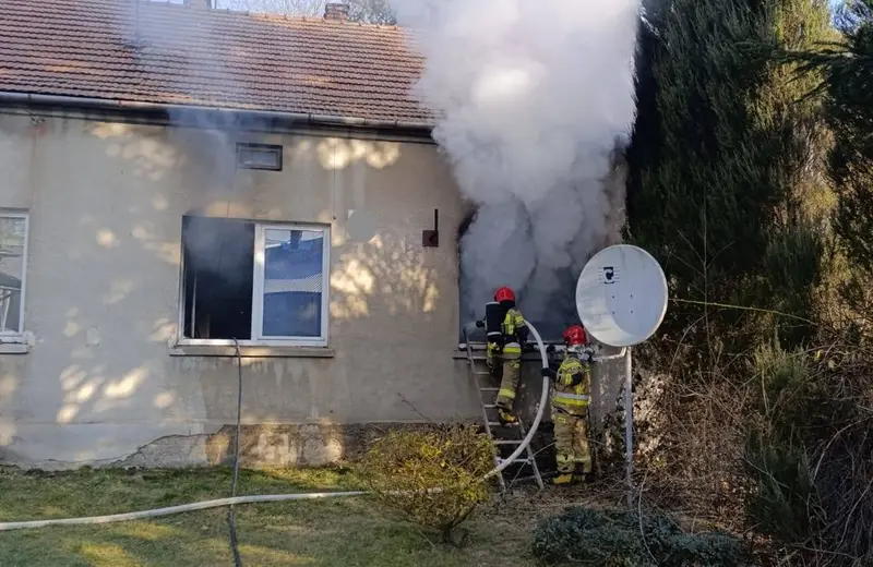 Tragiczny pożar domu w Pilźnie. Nie żyje kobieta i dwa psy